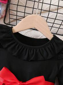 Đứa bé gái In vết tròn Polka Viền Ruffle Viền xếp Váy có thắt lưng - Nhiều màu - Xem 3