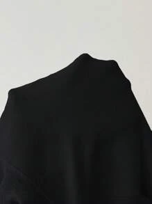 SHEIN Privé Cárdigan ribete con fruncido de manga con volante con botón delantero - Negro - Ver 7