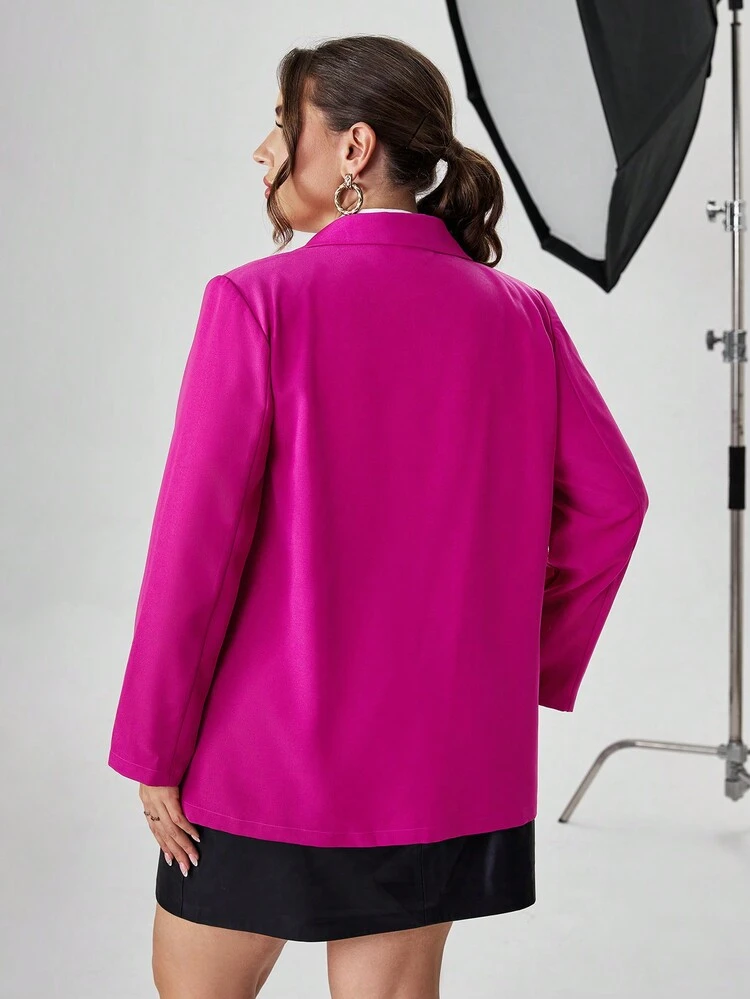 Plus Contrast Lapel Neck Blazer Without Belt