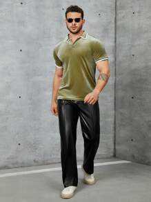 Manfinity AFTRDRK Men Solid PU Leather Pants - Black - View 6