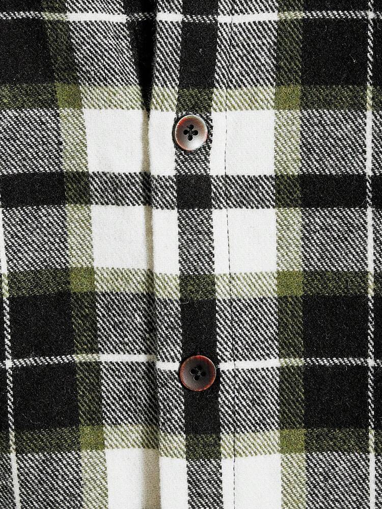 Oversized Men's Plaid Long Sleeve Casual Shacket, For Fall Winter