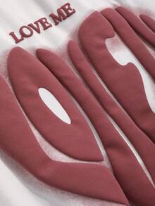 DAZY 愛心和字母圖案落肩袖睡衣套裝 - 白色 - 查看 7