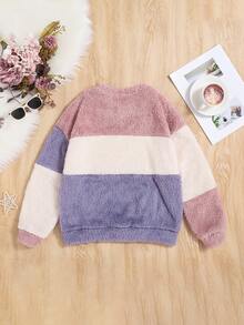 Cô gái Tween Màu sắc Chặn Sang trọng Vòng cổ Lỏng lẻo Áo nỉ - Nhiều màu - Xem 2