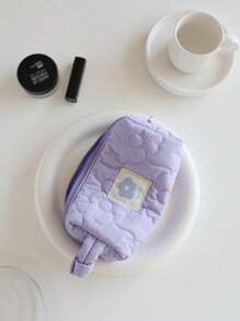 Túi đựng mỹ phẩm họa tiết hoa màu tím, Túi đựng mỹ phẩm màu kẹo Túi đựng đồ trang điểm để đựng đồ du lịch Hộp đựng đồ trang điểm Hộp đựng đồ trang điểm - Màu tím hoa cà - Xem 2