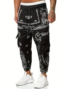 Manfinity Men Paisley Cargo Trousers - Black - View 1