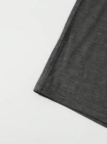 SHEIN EZwear 標語圖案T恤 - 深灰色 - 查看 5