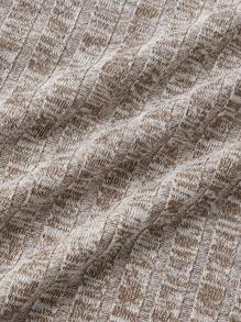 GENTILAND Men Marled Knit Half Button Tee - Khaki - View 5