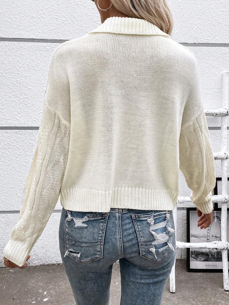 Solid Drop Shoulder Knit Pullover Fall Winter Sweater