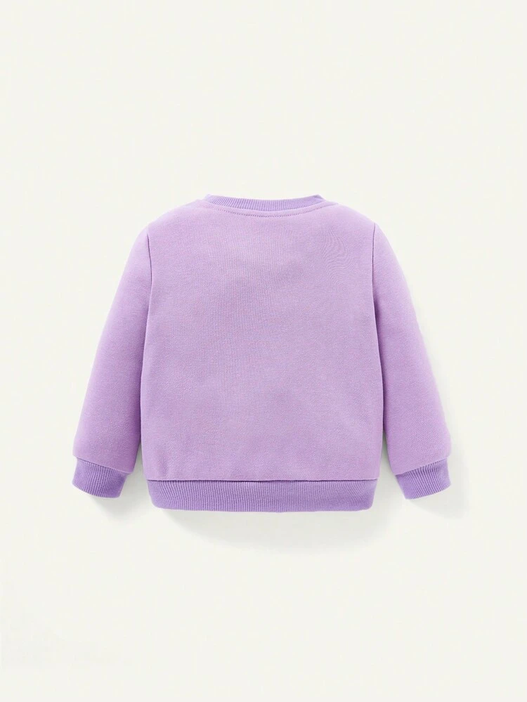 Baby Girl Letter Graphic Sweatshirt & Sweatpants Matching Set