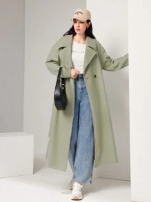 Mulvari 西裝領雙排釦腰帶花呢外套 - 綠色 - 查看 1