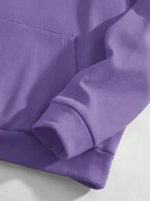 Manfinity RebelGame 男士標語圖案加絨內裏連帽衫 - 紫色 - 查看 5