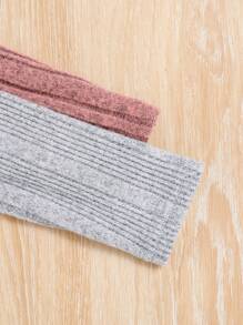 Young Girl 2pcs Button Front Ribbed Knit Dress - Multicolor - View 3