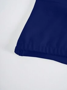 SHEIN Unity Top halter unicolor pecho con fruncido - azul real - Ver 5