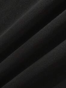 Plus Heart Print Kangaroo Pocket Drawstring Thermal Hoodie - Black - View 4