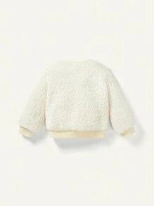 Cozy Pixies 女嬰卡通圖案毛絨套頭衫和褲子