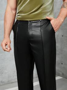 Manfinity AFTRDRK Men Solid PU Leather Pants - Black - View 5