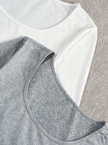 SHEIN Unity 3pcs Chất rắn Scoop Cổ Áo thun - Nhiều màu - Xem 4