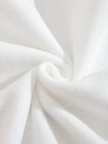 SHEIN EZwear 愛心圖案袋鼠口袋抽繩保暖連帽衫 - 白色 - 查看 3