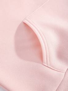 SHEIN EZwear In Nấm Dây rút Lót nhiệt Hoodie - Hồng - Xem 6