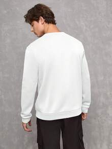 SWAVVY Men's Letter Print Sweatshirt - White - View 2