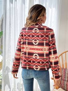 SHEIN VCAY In Địa lý Cổ áo Mở Mặt trước Áo khoác - Nhiều màu - Xem 2