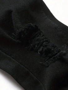 Teen Boy Ripped Solid Jeans - Black - View 3