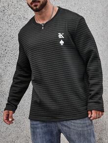 Manfinity Homme 1入組男士大码字母圖案T恤 - 黑色 - 查看 6