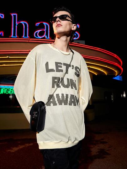 Manfinity Fever City 宽松版型男式标语图案落肩 T 恤