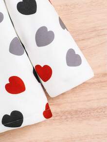 SHEIN 女嬰愛心圖案毛絨襯裡連帽外套