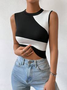 SHEIN Frenchy Hai âm Áo ba lỗ - màu đen - Xem 6