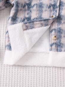 SHEIN Young Girl Borg Collar Button Up Thermal Jacket & Skirt