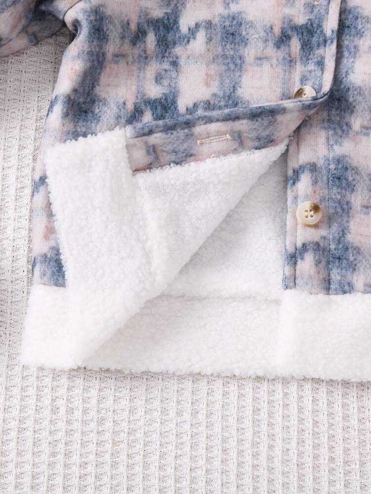 Young Girl Borg Collar Button Up Thermal Jacket & Skirt
