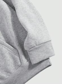 Manfinity Hypemode Men 1pc Heart & Angel Print  Pocket Drawstring Hoodie, Grey Graphic Hoodie, Men Hoodie, Cupid Hoodie - Light Grey - View 3