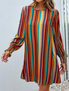 SHEIN VCAY In sọc Đầm Tunic - Nhiều màu - Xem 6