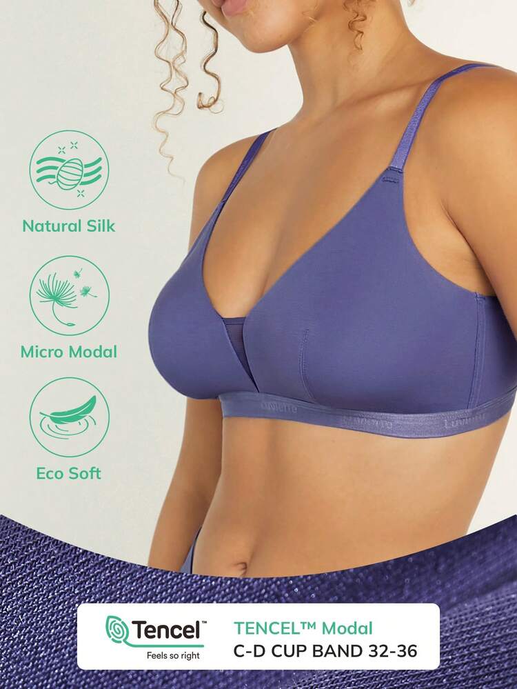 Reggiseno a triangolo senza fili in lingerie in seta modale con rete anteriore, adatto anche come capo esterno