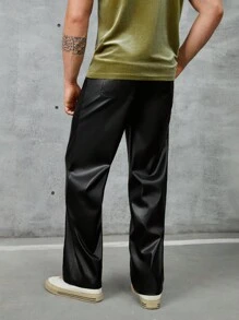 Manfinity AFTRDRK Men Solid PU Leather Pants - Black - View 2