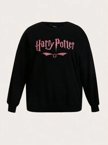 HARRY POTTER X SHEIN Plus Letter Graphic Drop Shoulder Sweatshirt Winter Fall Autumn