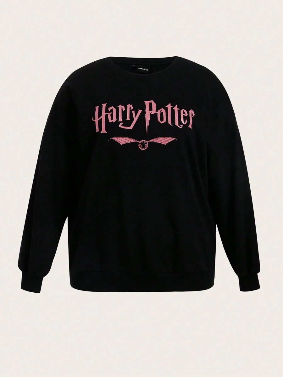 HARRY POTTER X SHEIN Plus Letter Graphic Drop Shoulder Sweatshirt Winter Fall Autumn