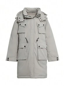DAZY Flap Pocket Drawstring Hooded Padded Coat Winter