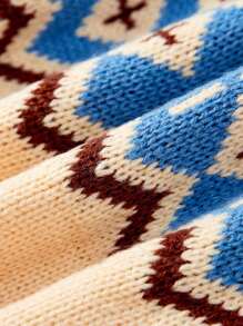 Baby Boy Geo Pattern Button Up Hooded Cardigan - Multicolor - View 8