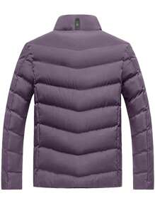 Manfinity Homme Men's Loose Fit Zip Up Padded Coat - Purple - View 2