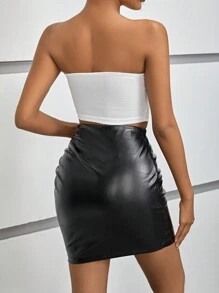 SHEIN PETITE Top bandeau con lazo delantero - Blanco - Ver 2