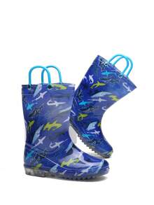 Children's Cartoon Shark Waterproof And Slip-resistant Rain Boots - Multicolor - View 3