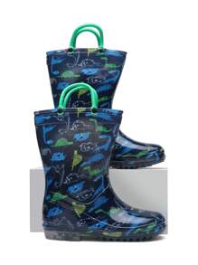 Children's Dinosaur Cartoon Waterproof & Slip-resistant Rain Boots - Multicolor - View 3