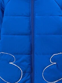 SHEIN Tween Boy 前拉链连帽保暖衬垫外套 - 藍色 - 查看 5