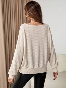 SHEIN Essnce Solid Batwing Sleeve Sweatshirt - Apricot - View 2