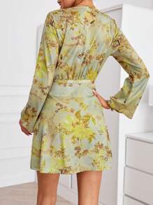 GENKIRA 印花側打結圍裹連衣裙 - 彩色 - 查看 2