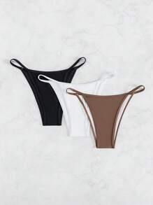 SHEIN Swim 3Packs Solid Bikini Bottom For Summer Beach Vacation