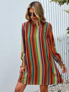 SHEIN VCAY In sọc Đầm Tunic - Nhiều màu - Xem 3