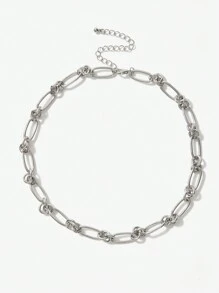 SHEIN ICON 時尚極簡風格鏈條樣式項鍊適合女士日常裝飾 - 銀色 - 查看 1